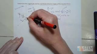 Statics Example transverse and azimuth angles with resultant force [upl. by Surdna409]