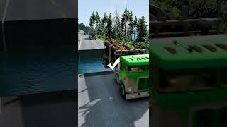 Trucks vs massive water pit 5  carsvswaterpit beamngdrive doubleflatbedtrailertruckvsspeedbumps [upl. by Akahs]