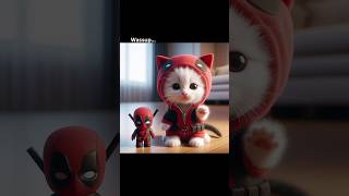 Cute Cat Cheers Up Her Buddy ai aiairt funny meme cat deadpool trending shorts [upl. by Kerad]