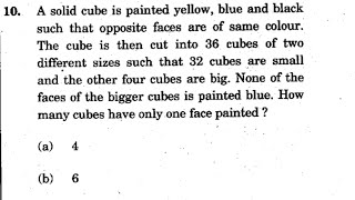 CSAT 2019 Solved Paper  A solid cube is painted yellow blue and black such that opposite faces are [upl. by Leuas13]