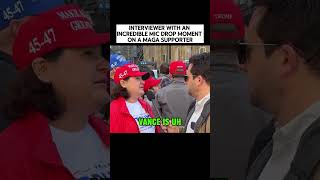 Interviewer with an incredible mic drop moment on a maga supporter [upl. by Ecirtnuahs147]