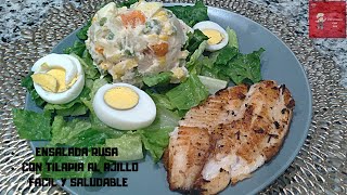 ENSALADA RUSA CON TILAPIA AL AJILLO [upl. by Htiekram266]