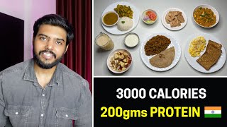 Easy 3000 Calorie Bodybuilding Diet with 200gms Protein  5 Meals  🇮🇳 [upl. by Anamor]