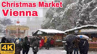 Vienna Christmas Market 2023 🇦🇹 4K Rathausplatz Heavy Snowfall Walking Tour 2023 [upl. by Kirschner846]