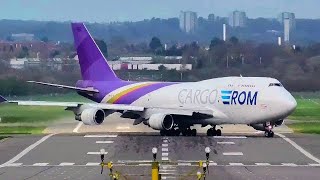 ROMCARGO AIRLINES BOEING 747400F Departure at Birmingham Airport  BHX [upl. by Mikes563]