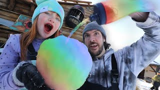 RAiNBOW SNOW CONES with ADLEY Building an igloo and Sledding with Niko amp Navey at pirate island [upl. by Jea]