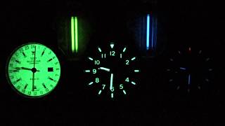 Lumed watches vs Tritium illuminated watch 20 minute time lapse in the dark [upl. by Aneger]