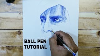 How to draw using ball pen tutorial for beginners [upl. by Mellar]