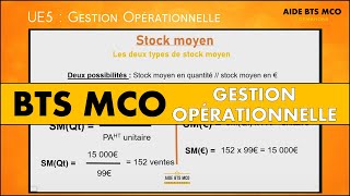 AIDE BTS MCO  Comment calculer le STOCK MOYEN   U5 GESTION OPÉRATIONNELLE [upl. by Yeldahc]