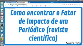 Como encontrar o Fator de Impacto de um Periódico revista científica [upl. by Dwinnell]