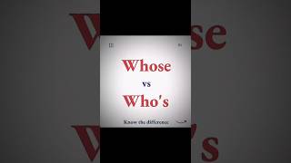 Whose vs Whos vocabulary english learnenglish education englishgrammar education educational [upl. by Domini]