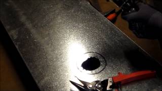 How to Cut a Round Hole in Sheet Metal with Tin Snips or avaiation Snips Part 2 The Sheet Metal Kid [upl. by Llerahs265]