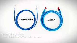 Cat6A Slim Ethernet Patch Cable  Snagless RJ45 Clear Boot UTP Bare Copper 28 AWG  FireFold [upl. by Eissirc]