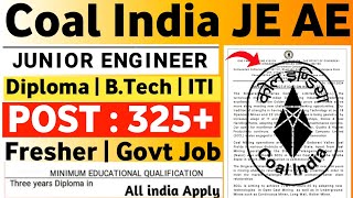 Coal india Recruitment 2024  Coal India Junior Engineer Vacancy 2024 SCCL 327 Post Recruitment 2024 [upl. by Meill]