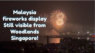 Malaysia Fireworks Display clearly Seen from Woodlands Singapore singapore malaysia fireworks [upl. by Lletram]