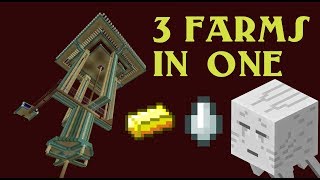 HUGE NEW Minecraft Gold Farm  Ghast Tear Farm  Ghast Catcher  3 IN 1 FARM [upl. by Mascia]