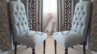 DIYHOW TO REUPHOLSTER A DINING ROOM CHAIR WITH BUTTONS  ALO Upholstery [upl. by Enehpets288]