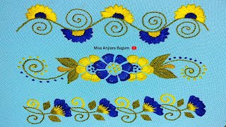 3 Easy Hemline Hand Embroidery Designs by Miss Anjiara Begum [upl. by Notyad]