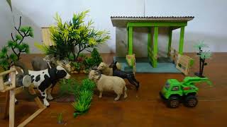 diy how to make cow shed I house of animals I sheep house cow shed mini tracktor [upl. by Eartnoed]