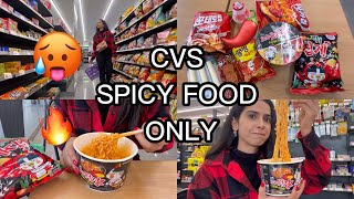 🇰🇷CVS RED SPICY FOOD CHALLENGE ONLY 🥵🌶️ clothes shopping in Downtown  street food🛍️ [upl. by Atnahc297]