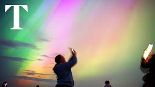 Aurora Borealis lights up night sky in the UK [upl. by Aiel]