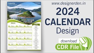 How to design a 2024 calendar in CorelDraw  2024 ka calendar design kaise bananye [upl. by Boelter]