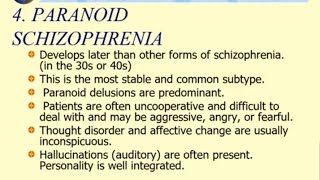 Schizophrenia  part 2 types of schizophreniamanagement of schizophreniareuben [upl. by Ylellan]