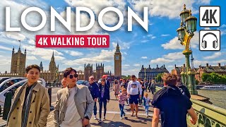 LONDON 4K Walking Tour UK  4h Tour with Captions amp Immersive Sound 4K Ultra HD60fps [upl. by Boucher]