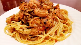 BEST SHRIMP PESTO SPAGHETTI Recipe [upl. by Sculley]