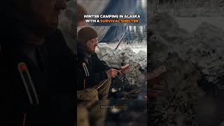 Winter camping in Alaska Outdoor boys camping satisfying camper snow camp campinggear [upl. by Bunny]