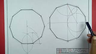 EL TRAZADO DE DECAGONO DADO EL LADO E INSCRITO EN UNA CIRCUNFERENCIA [upl. by Drexler]