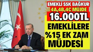 EMEKLÄ° 4A4B4C SSK BAÄKUR MAAÅLARA EK ZAM \u0010 HAZÄ°NE DESTEÄÄ° 16000TL YENÄ° EK ZAM VAR MAAÅ TABLOSU [upl. by Nanice]