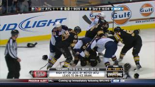 BruinsThrashers line brawl uncut NESN 1080p HD 122310 [upl. by Aivila]