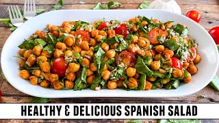 Spinach Salad with Spiced Chickpeas  Healthy amp Delicious 20 Minute Recipe [upl. by Zehc582]