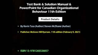 Test Bank amp Solution Manual amp PowerPoint for Canadian Organizational Behaviour 11th Edition [upl. by Ashjian]