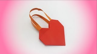 How To Make a Heart Shaped Paper Bag  Easy Handmade Paper Gift Bag for Valentines Day [upl. by Schrader]