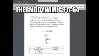 Thermodynamics 564 An adiabatic capillary tube is used in some refrigeration systems to drop the [upl. by Zetrok]