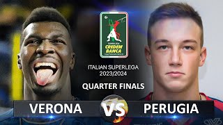 Quarter Finals of Italian Volleyball SuperLega 20232024  Verona vs Perugia [upl. by Ibbob998]