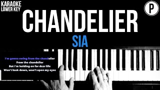 Sia  Chandelier Karaoke LOWER KEY Slowed Acoustic Piano Instrumental Cover Lyrics [upl. by Kenney]