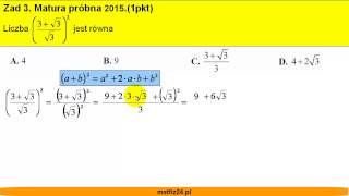 Przykładowa matura z matematyki 2015 CKE  zad 3  Wzór skróconego mnożenia  Matfiz24pl [upl. by Marcello]