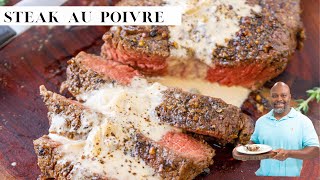 Savory Thoughts Steak Au Poivre French Steak With Cognac Sauce [upl. by Norvun]