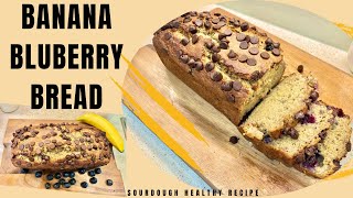 Moist amp Delicious Banana Blueberry Bread Recipe  Perfect Breakfast or Snack sourdoughforbeginners [upl. by Ettenahs]