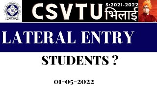 LATERAL ENTRY STUDENTS BE Aware   CSVTU [upl. by Kaitlin]