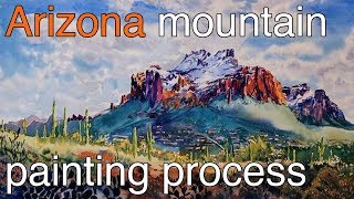 Superstition Mountain Watercolor process [upl. by Spring533]