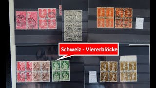 Briefmarken wertvoll Briefmarken Schatzsuche in einem Steckkartenposten mit Schweiz  Viererblöcke [upl. by Tewell]