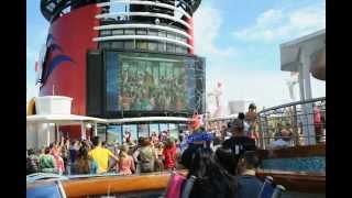 Disney Cruise Line Sail away PartyHorn sounding [upl. by Venable375]