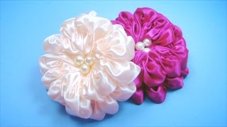 ПЫШНЫЙ ЦВЕТОК из атласной ленты Мастеркласс  Satin Ribbon Flower Tutorial  ✿ NataliDoma [upl. by Oiuqise]