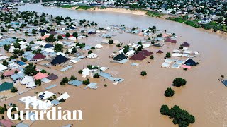 Dam collapse causes heavy flooding in northern Nigeria [upl. by Anolahs]