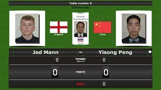 Snooker U18 Groups  Jed Mann vs Yisong Peng [upl. by Assilym]