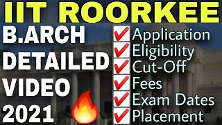 IIT ROORKEE BArch 2021  cutoff fee eligibility placement  BARCH  Architectural BaBaji [upl. by Akcinehs]